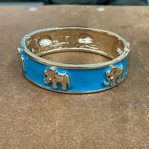 Bangle Elephant Bracelet Blue Golden Vintage